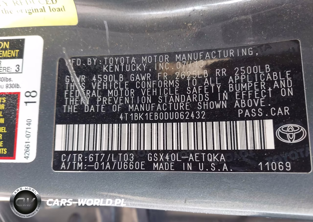 2013 Toyota Avalon Xle Touring VIN:4T1BK1EB0DU062432 - 9