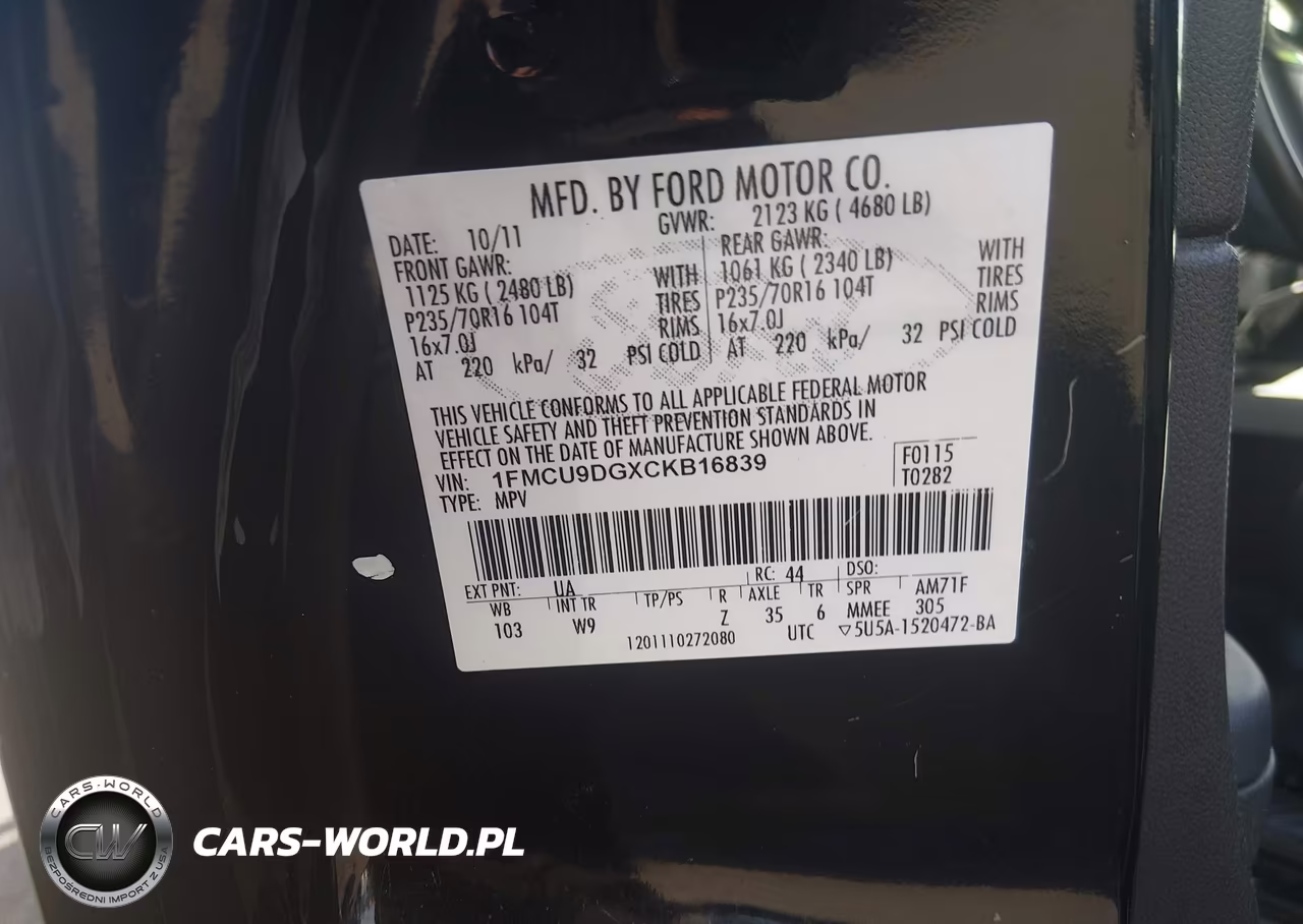 2012 Ford Escape Xlt VIN:1FMCU9DGXCKB16839 - 9