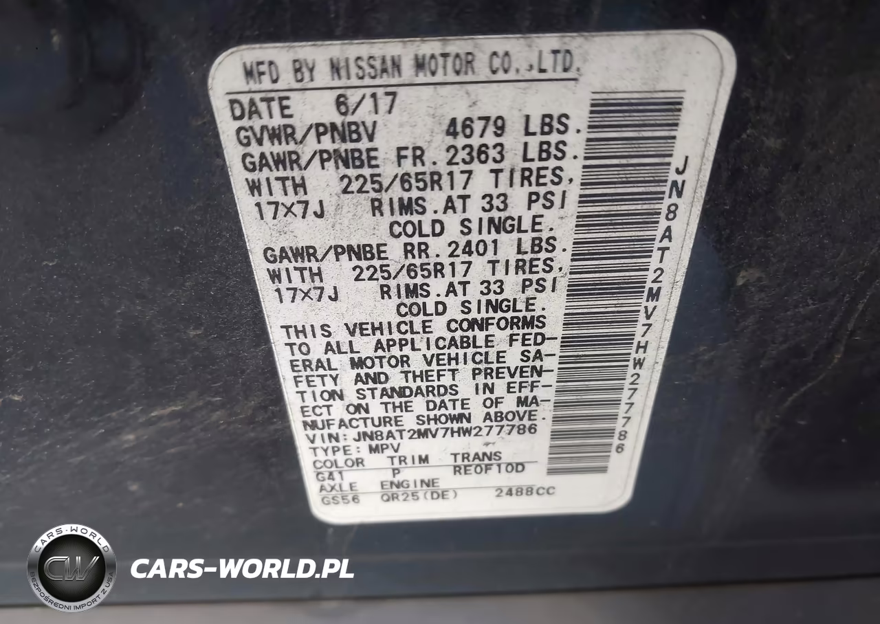 2017 Nissan Rogue Sv VIN:JN8AT2MV7HW277786 - 9