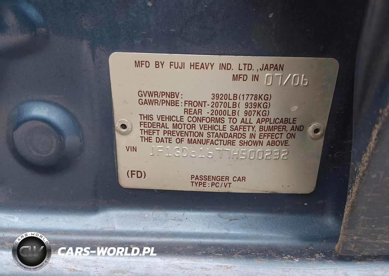 2007 Subaru Impreza 2.5I VIN:JF1GD61677H500232 - 9