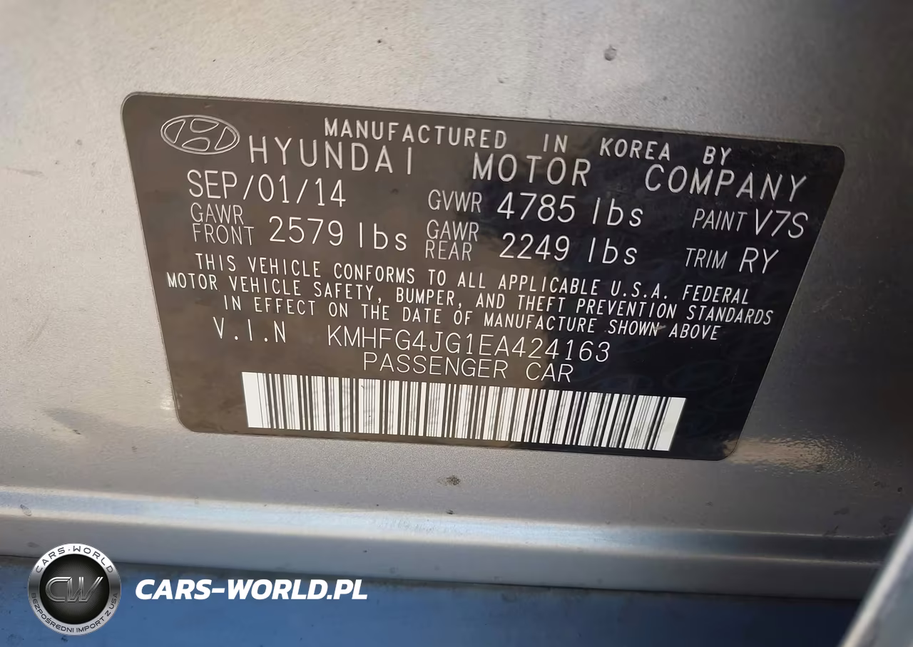 2014 Hyundai Azera VIN:KMHFG4JG1EA424163 - 9