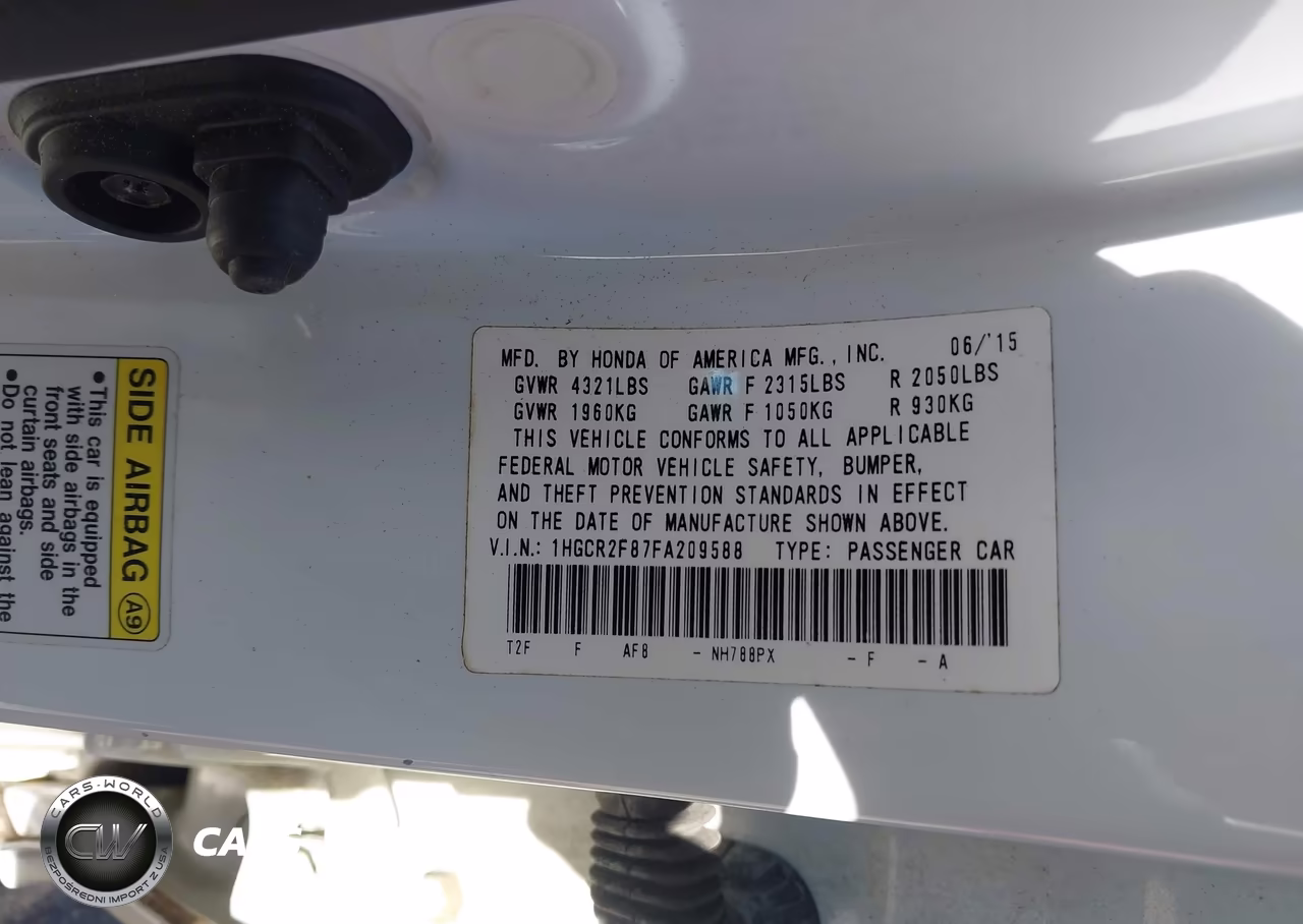 2015 Honda Accord Ex-L VIN:1HGCR2F87FA209588 - 9