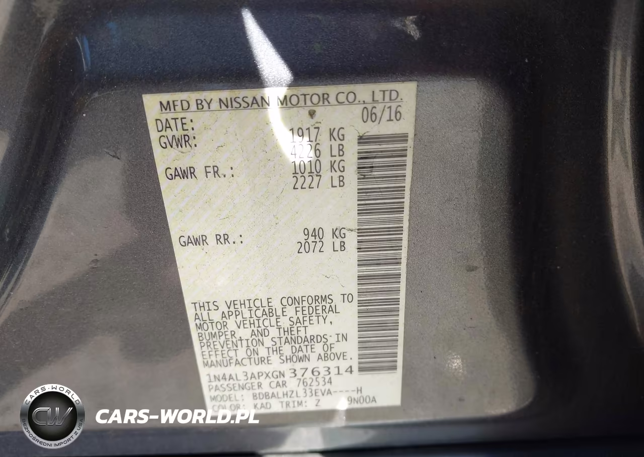 2016 Nissan Altima 2.5 Sr VIN:1N4AL3APXGN376314 - 9