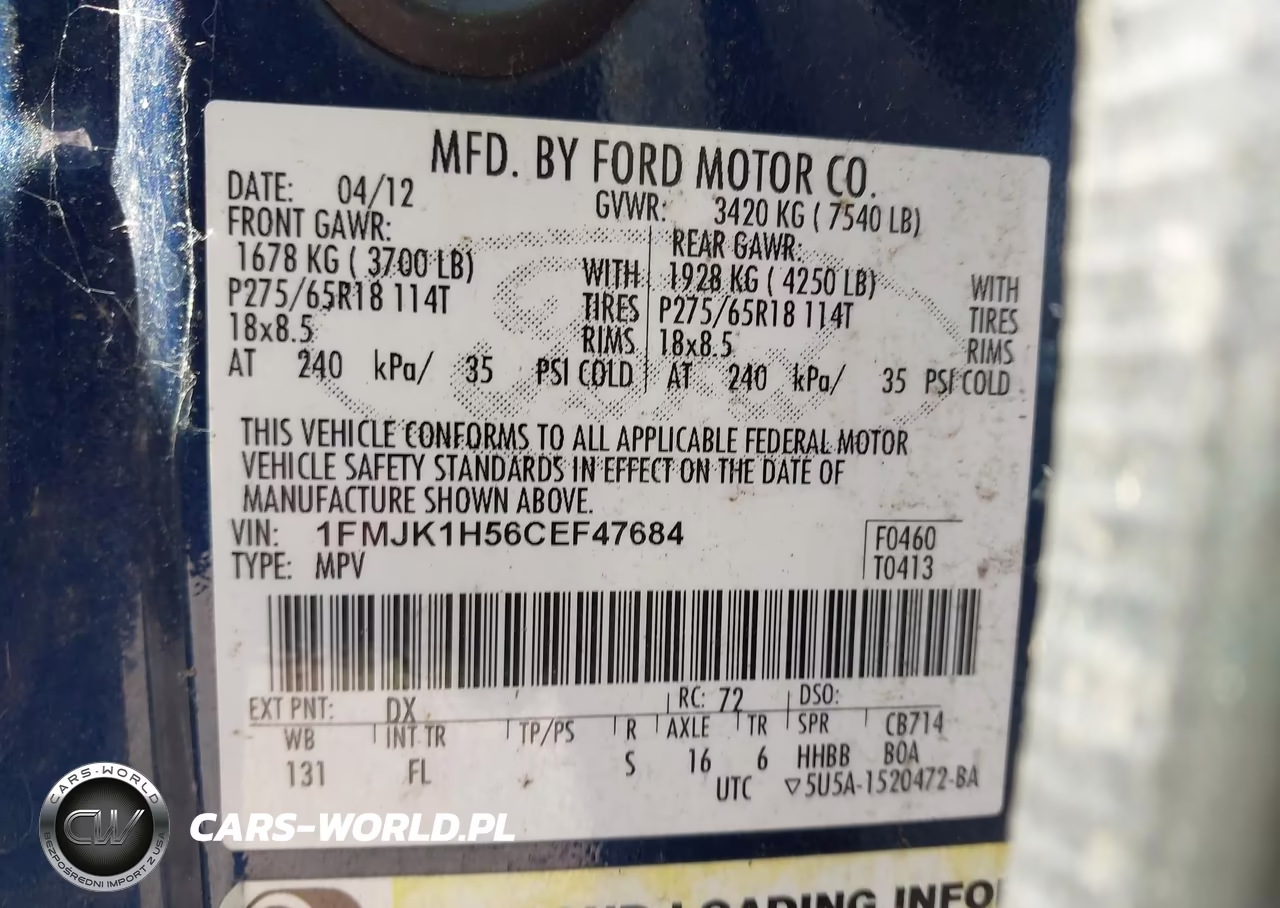 2012 Ford Expedition El Xlt VIN:1FMJK1H56CEF47684 - 9
