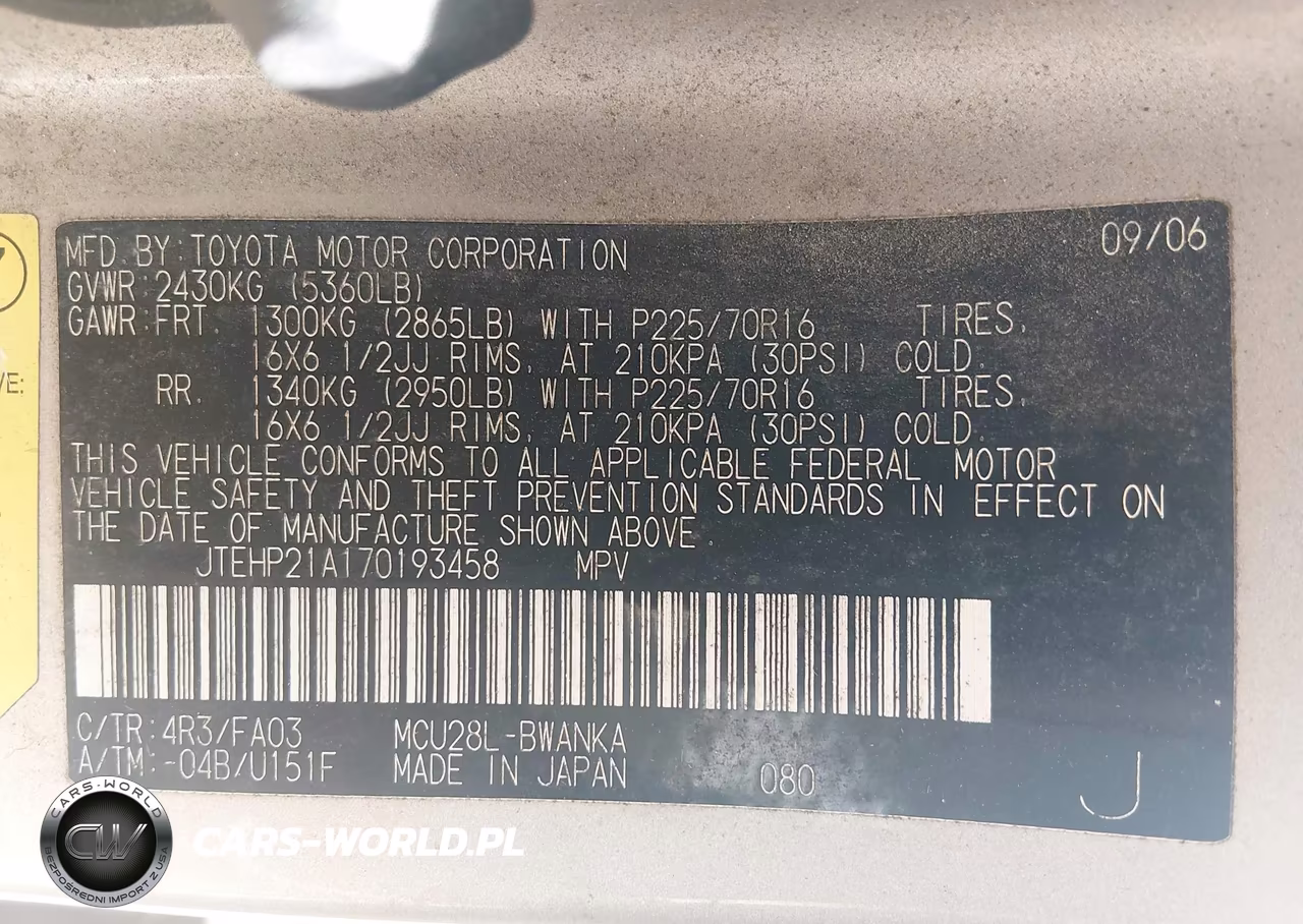 2007 Toyota Highlander V6 VIN:JTEHP21A170193458 - 9
