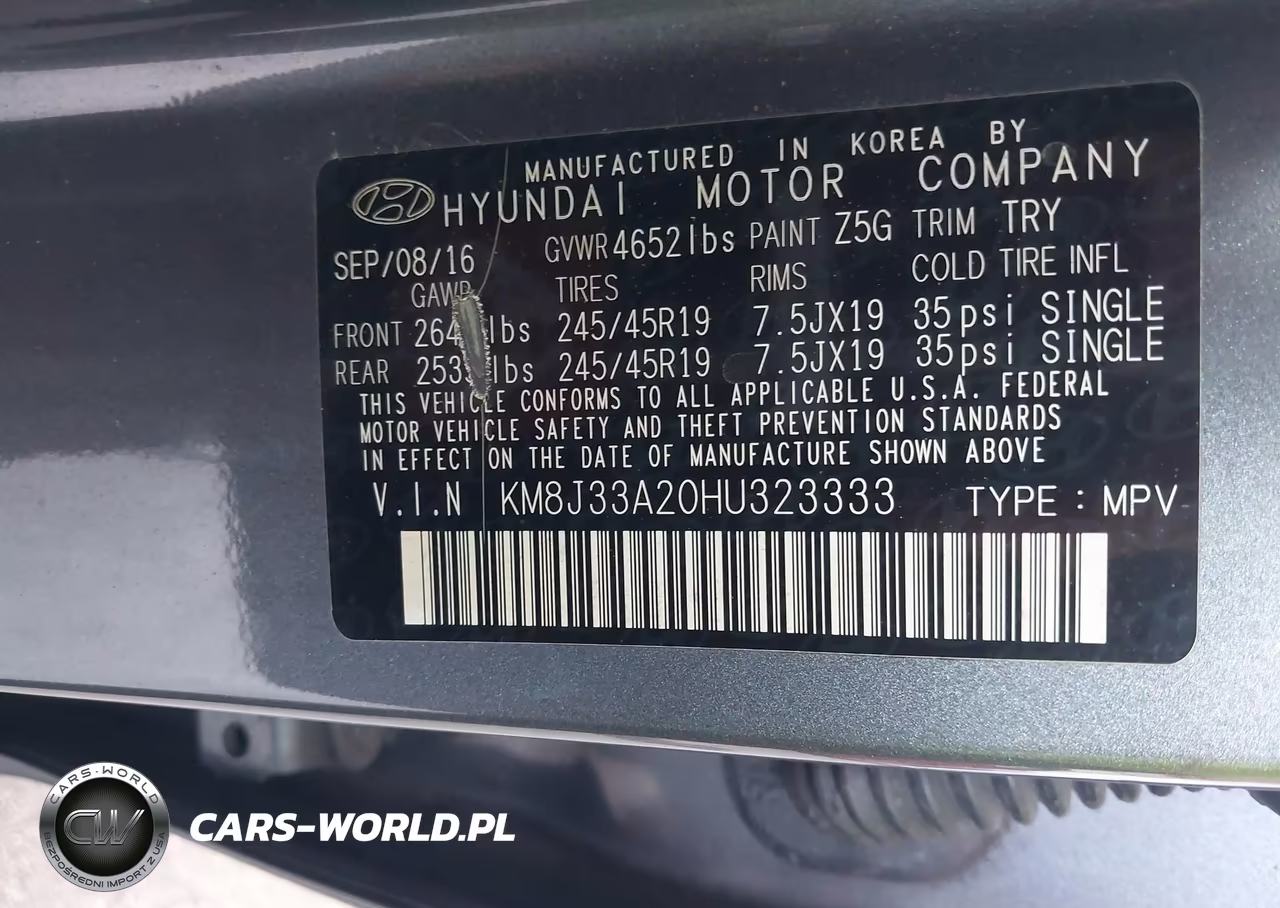 2017 Hyundai Tucson Limited VIN:KM8J33A20HU323333 - 9