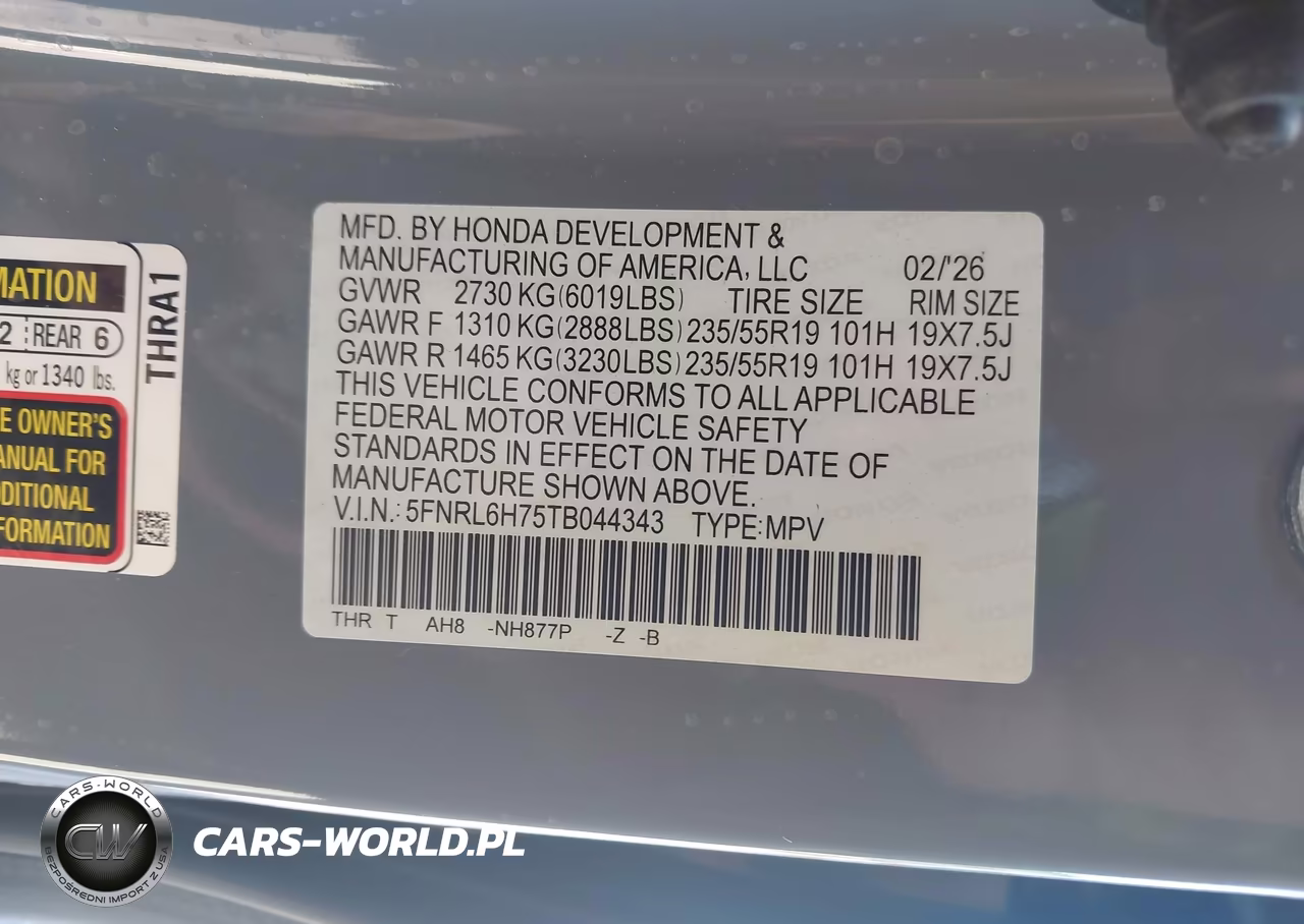 2026 Honda Odyssey Sport-L VIN:5FNRL6H75TB044343 - 9