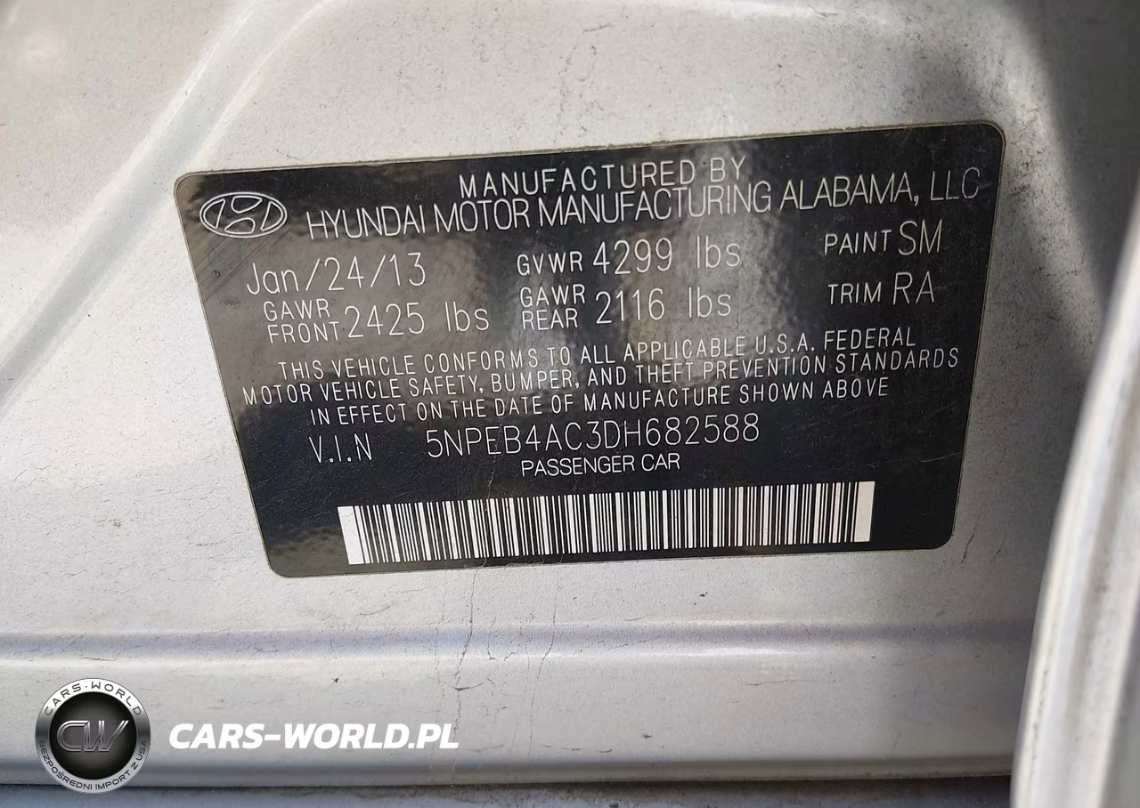 2013 Hyundai Sonata Gls VIN:5NPEB4AC3DH682588 - 9