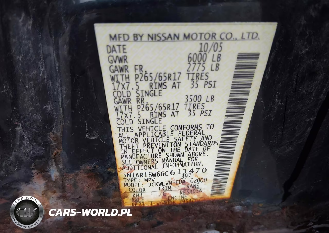 2006 Nissan Pathfinder Le VIN:5N1AR18W66C611470 - 9