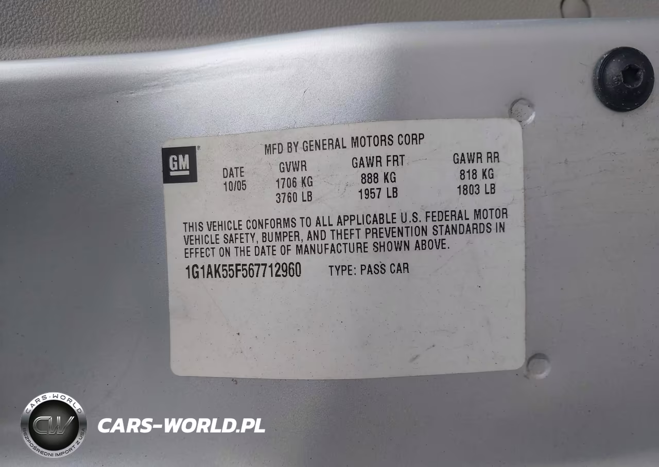 2006 Chevrolet Cobalt Ls VIN:1G1AK55F567712960 - 9