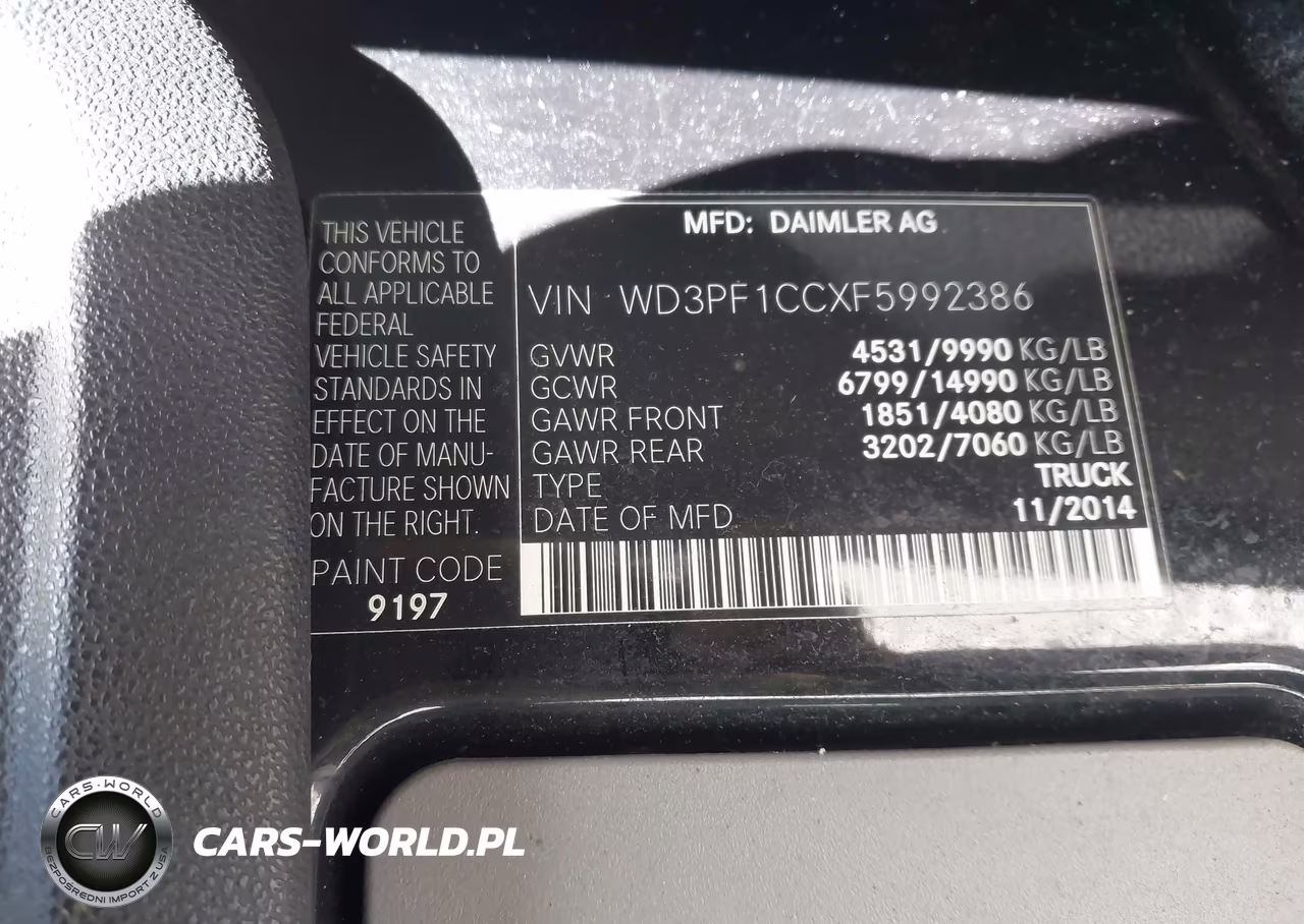 2015 Mercedes-Benz Sprinter 3500 High Roof VIN:WD3PF1CCXF5992386 - 9