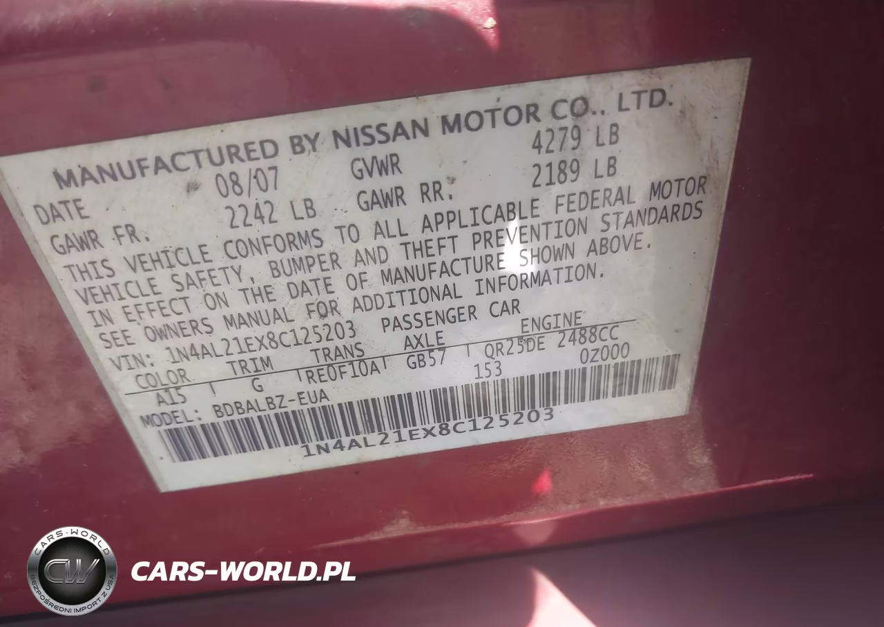 2008 Nissan Altima 2.5 S VIN:1N4AL21EX8C125203 - 9