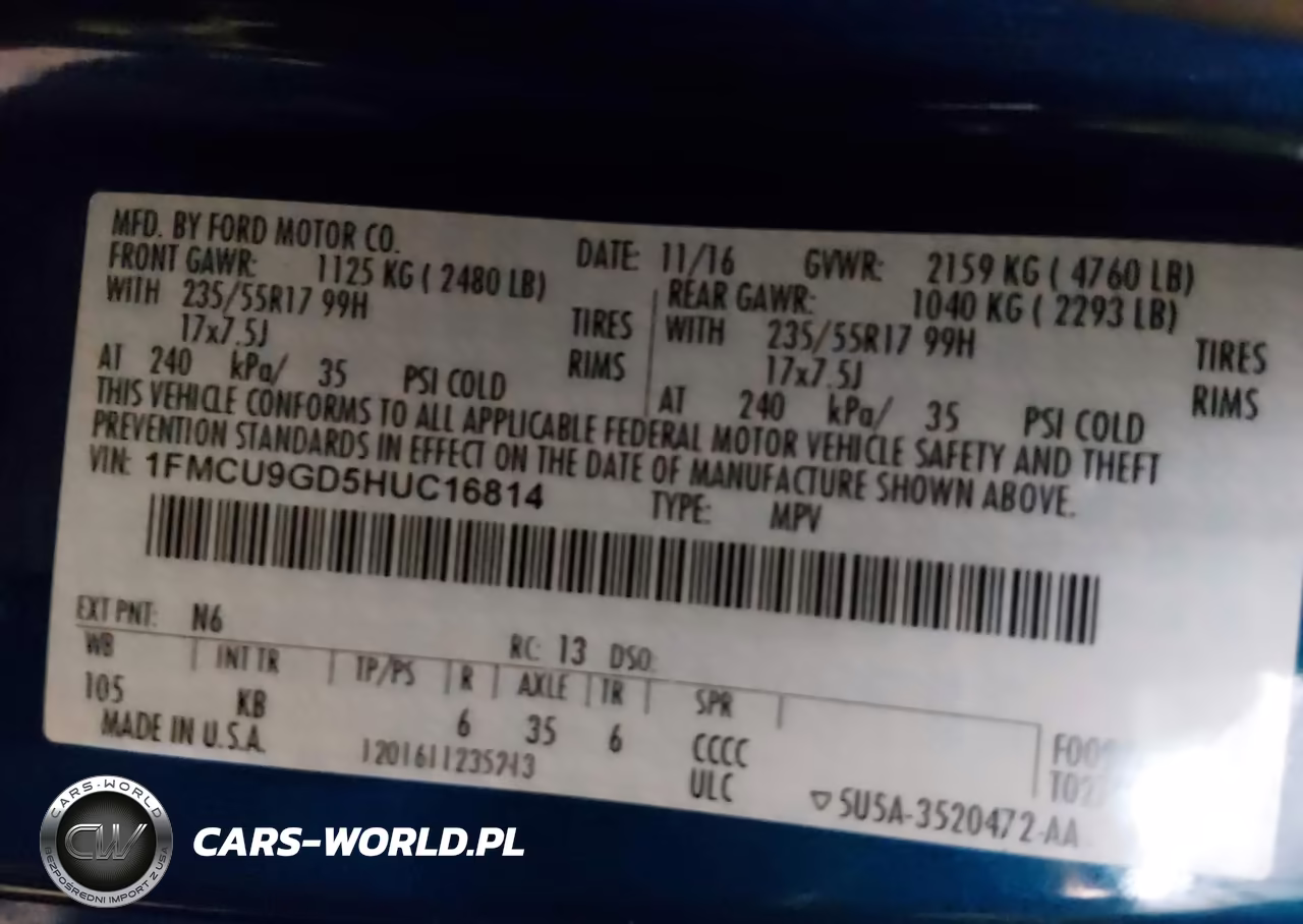 2017 Ford Escape Se VIN:1FMCU9GD5HUC16814 - 9
