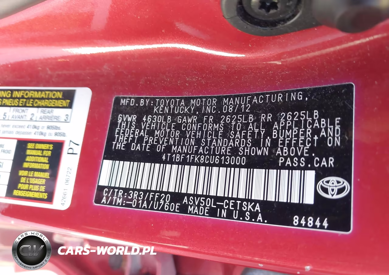 2012 Toyota Camry Se VIN:4T1BF1FK8CU613000 - 9