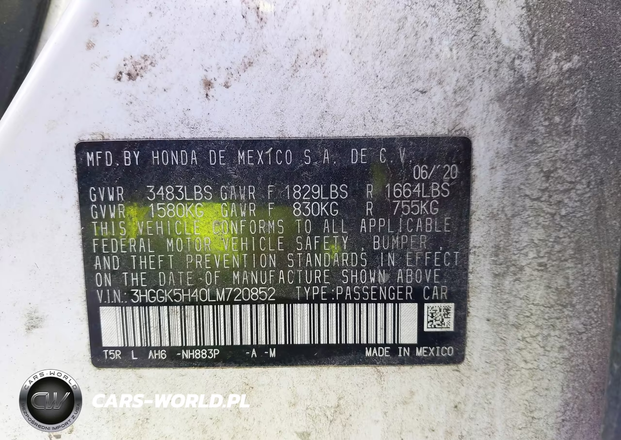 2020 Honda Encajar Lx VIN:3HGGK5H40LM720852 - 9