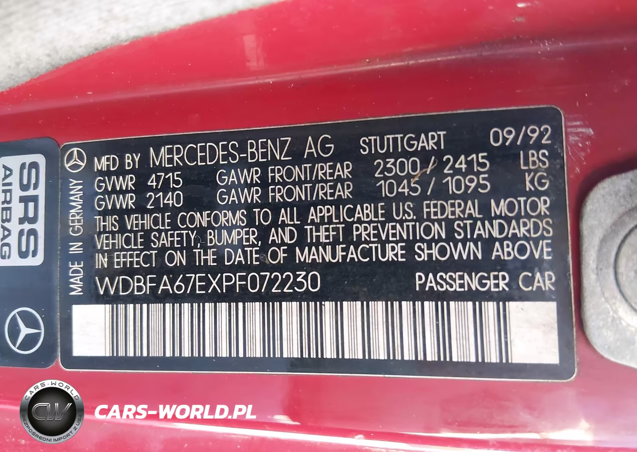 1993 Mercedes-Benz 500 Sl VIN:WDBFA67EXPF072230 - 9