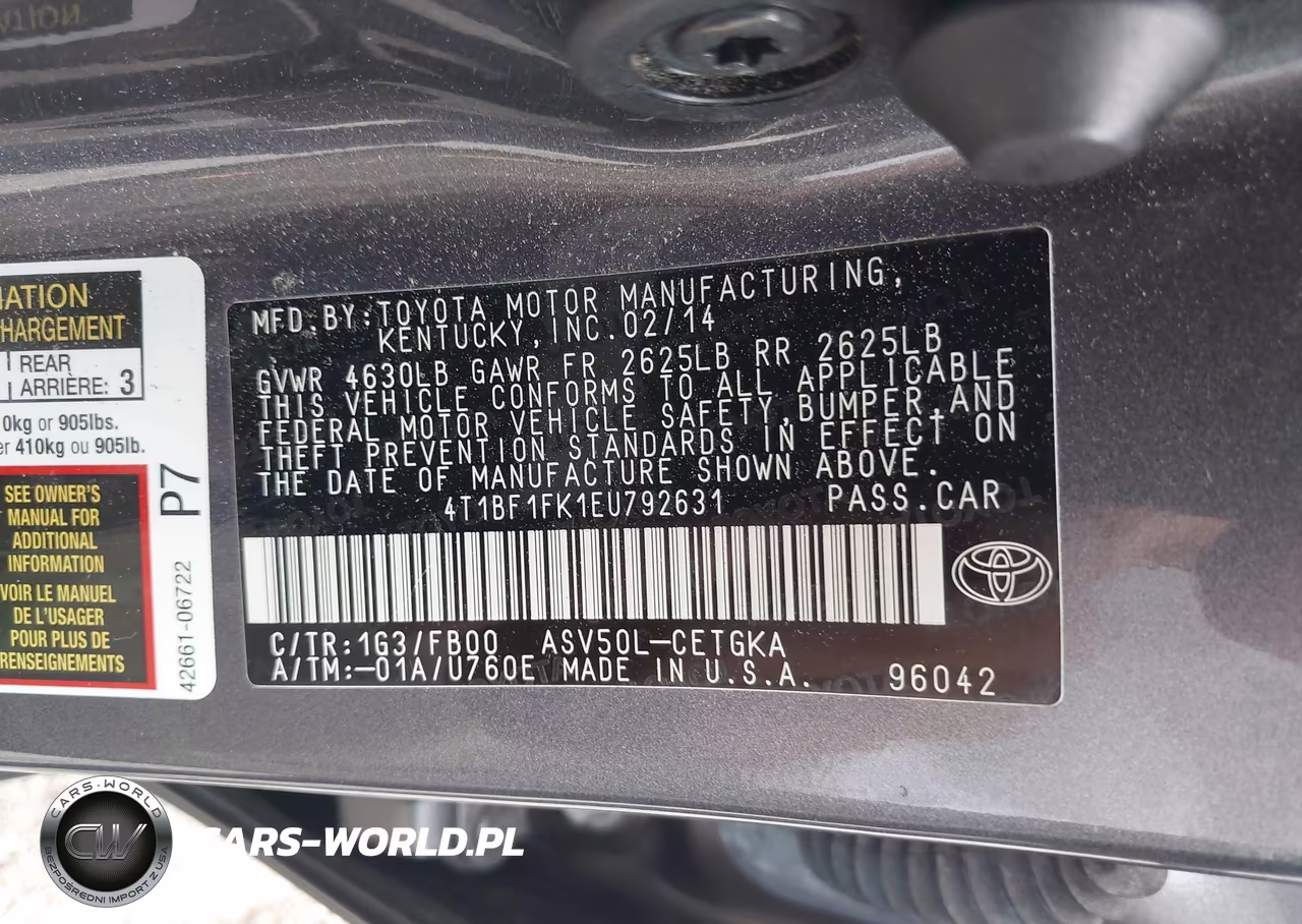2014 Toyota Camry Xle VIN:4T1BF1FK1EU792631 - 9