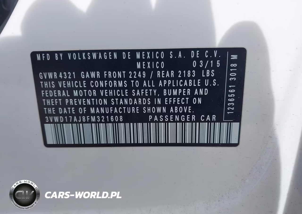 2015 Volkswagen Jetta 1.8T Se VIN:3VWD17AJ8FM321608 - 9