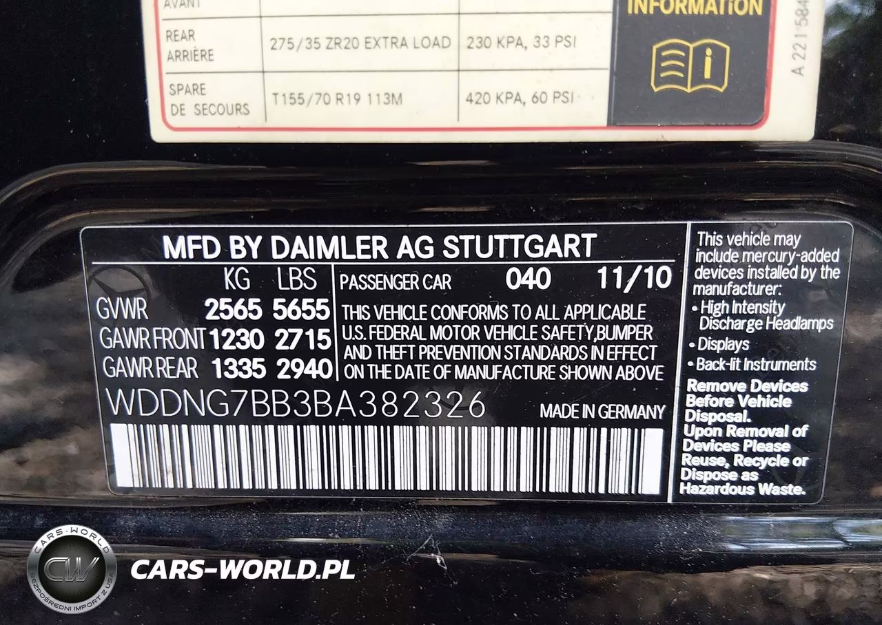 2011 Mercedes-Benz S 550 VIN:WDDNG7BB3BA382326 - 9