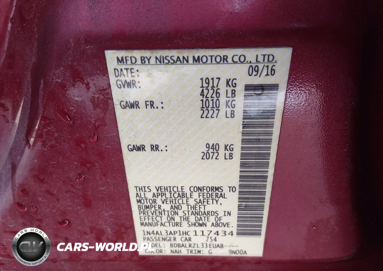 2017 Nissan Altima 2.5-2.5 S-2.5 Sl-2.5 Sr-2.5 Sv VIN:1N4AL3AP1HC117434 - 9