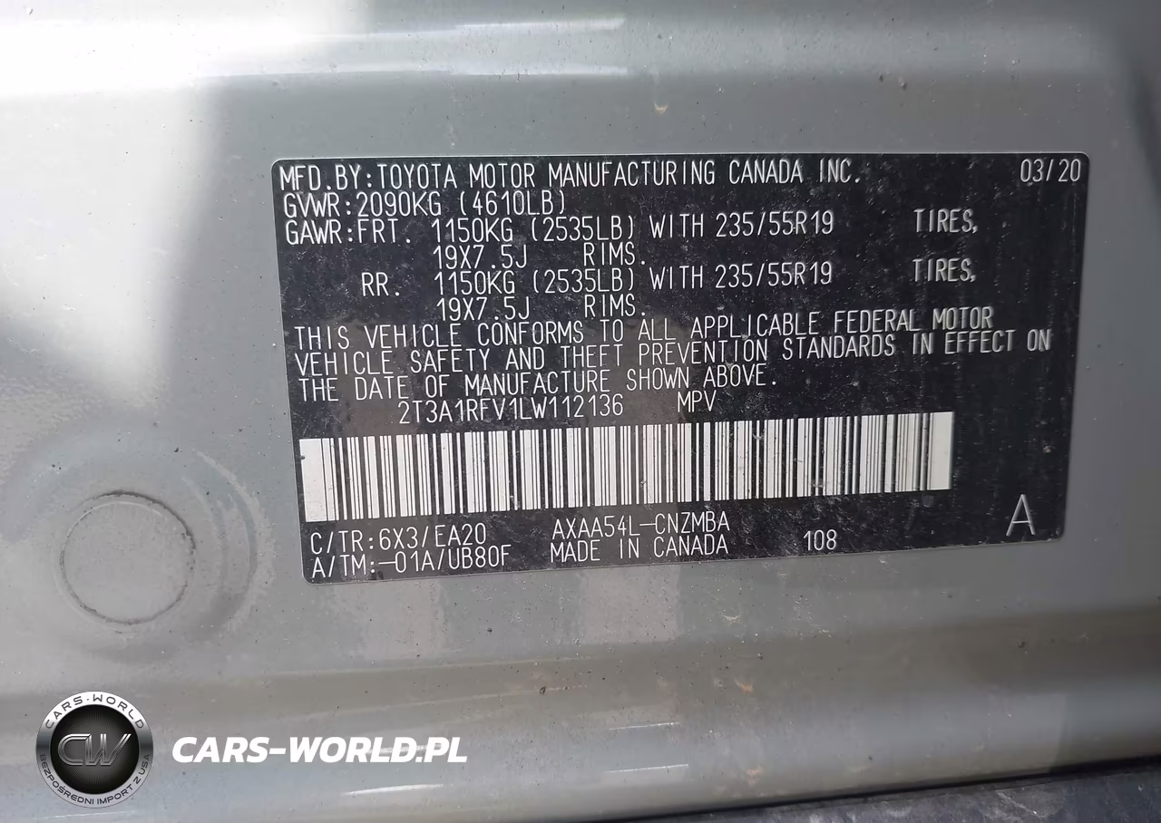 2020 Toyota Rav4 Xle Premium VIN:2T3A1RFV1LW112136 - 9