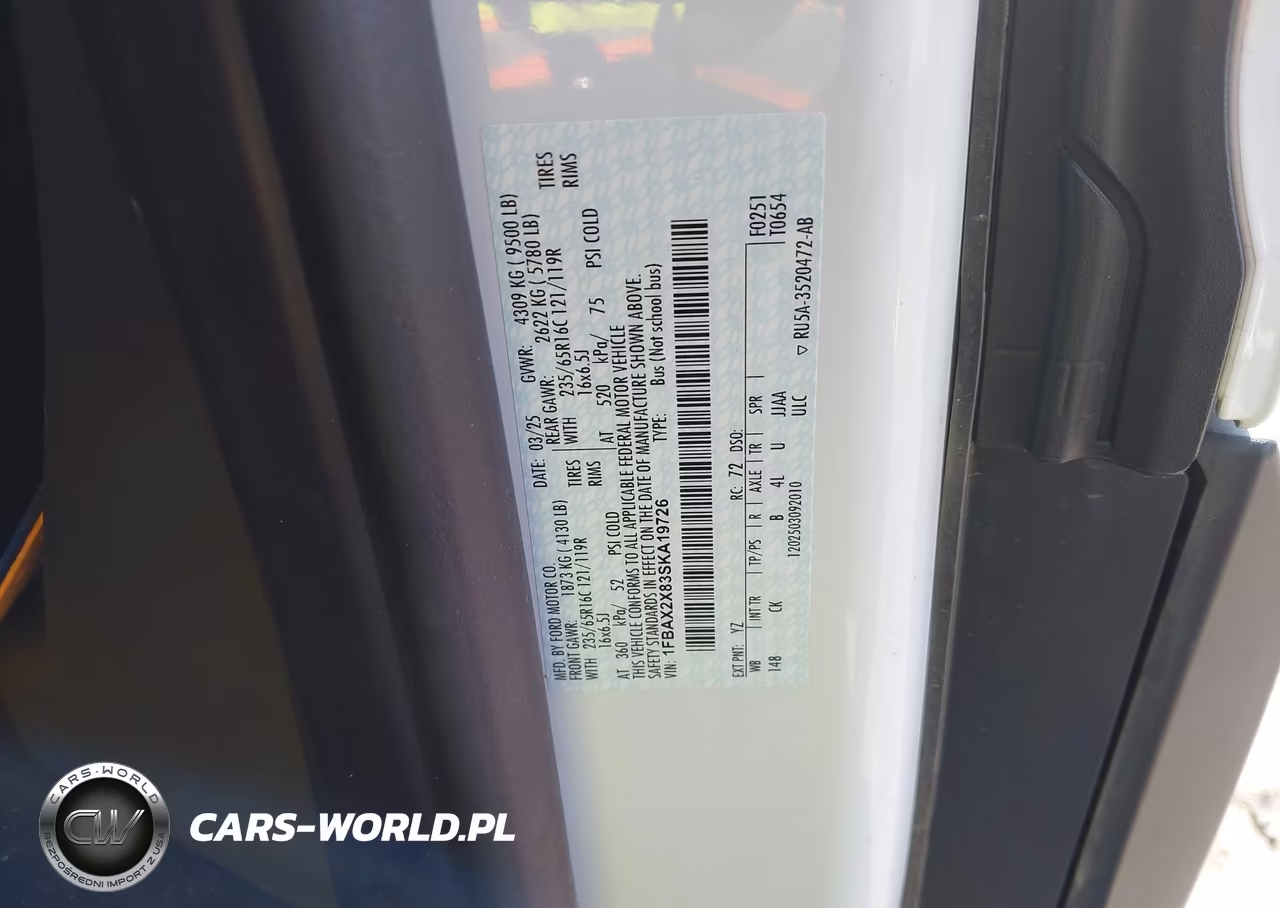 2025 FORD TRANSIT T-350 VIN:1FBAX2X83SKA19726 - 9