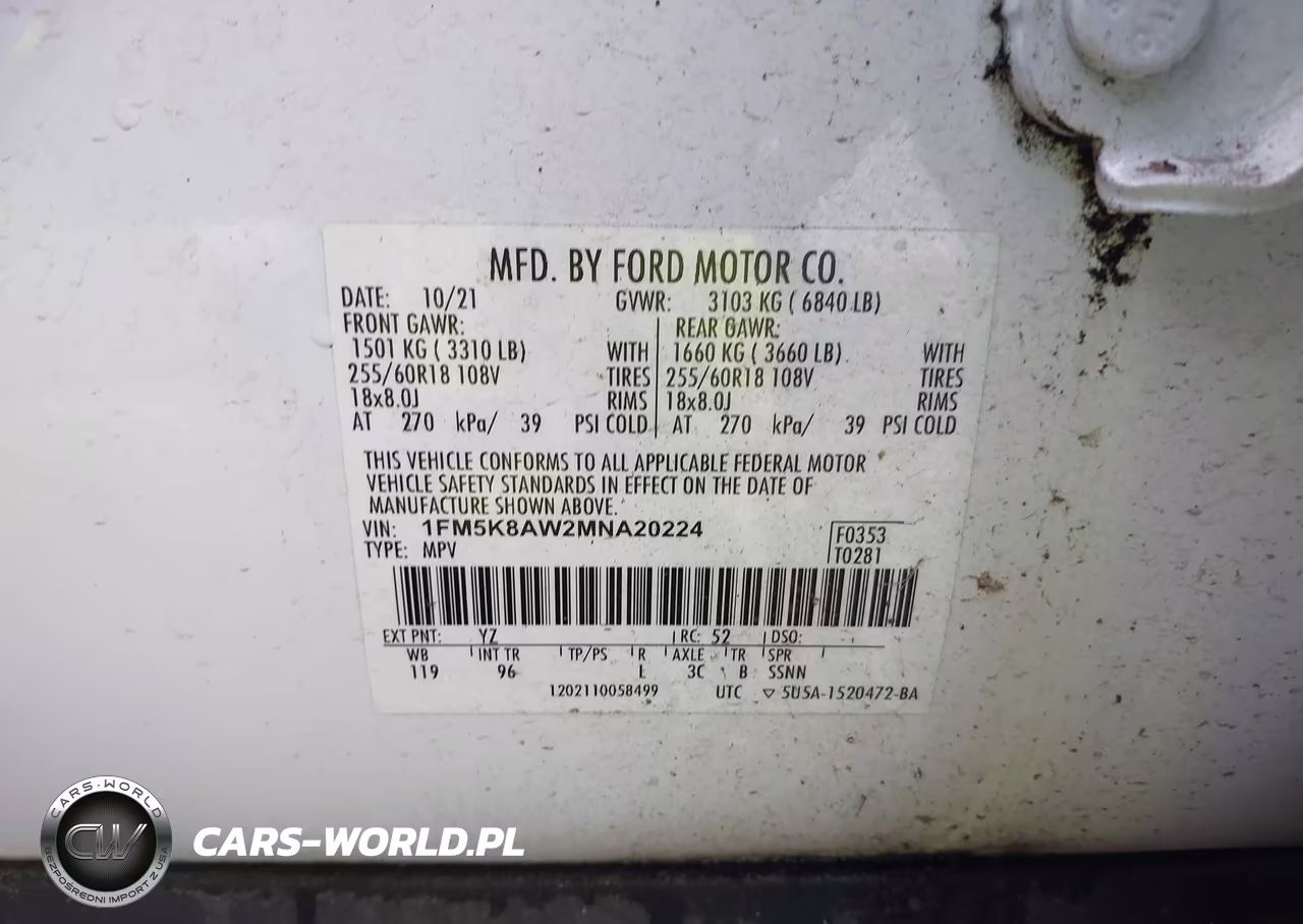 2021 Ford Police Interceptor Utility VIN:1FM5K8AW2MNA20224 - 9