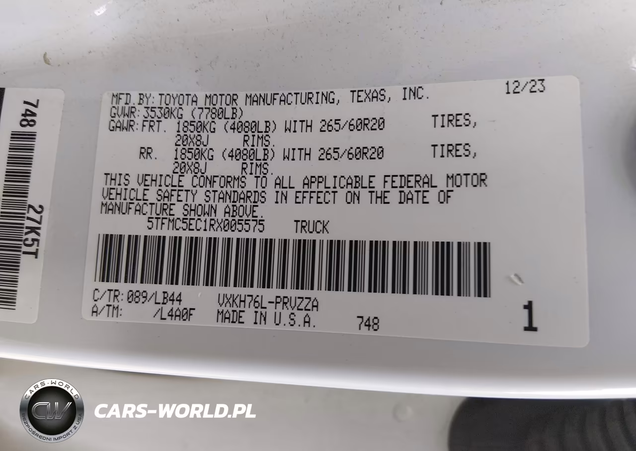 2024 Toyota Tundra Hybrid 1794 Edition 4Wd VIN:5TFMC5EC1RX005575 - 9