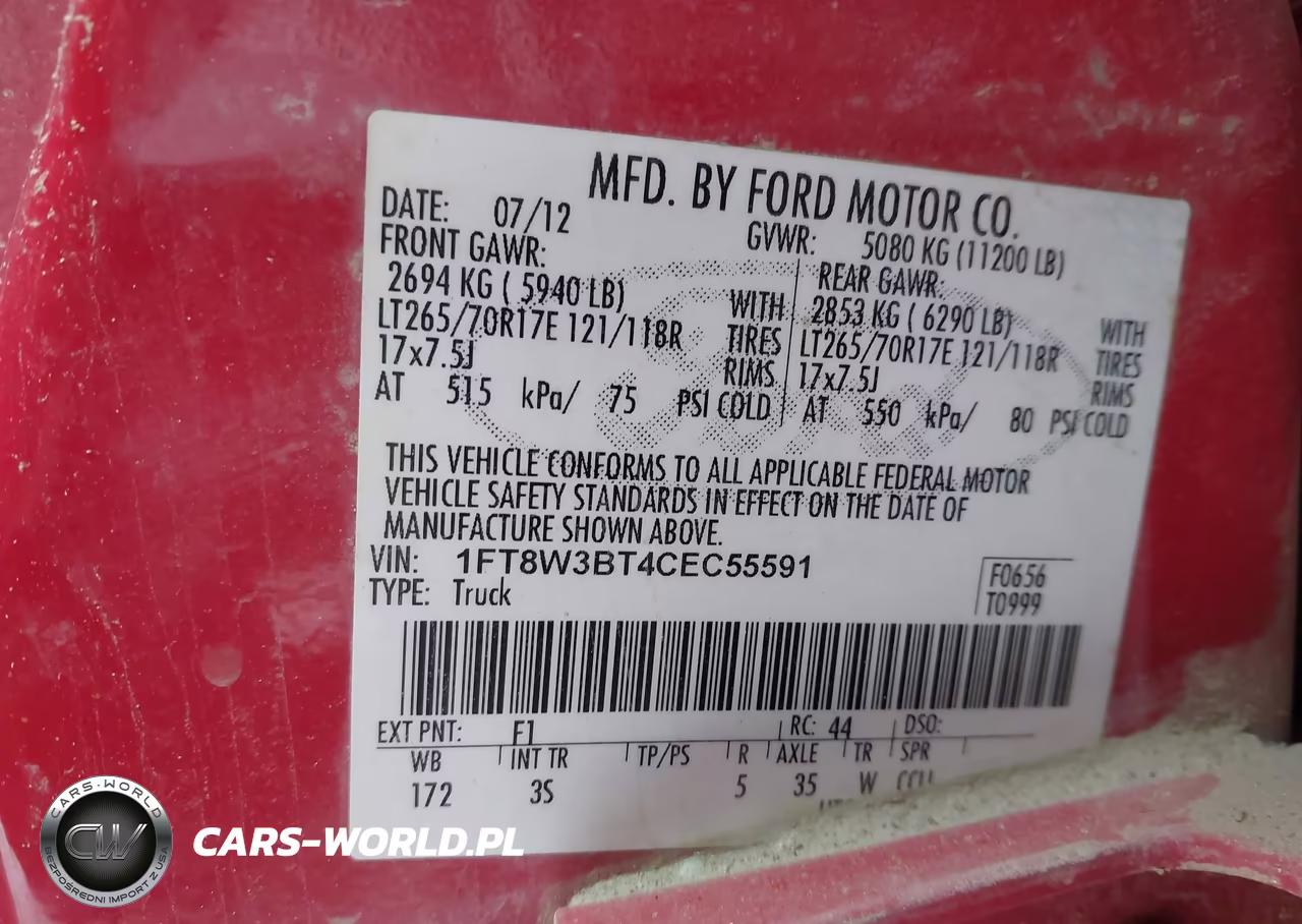 2012 Ford Super Duty F-350 Srw Xlt VIN:1FT8W3BT4CEC55591 - 8