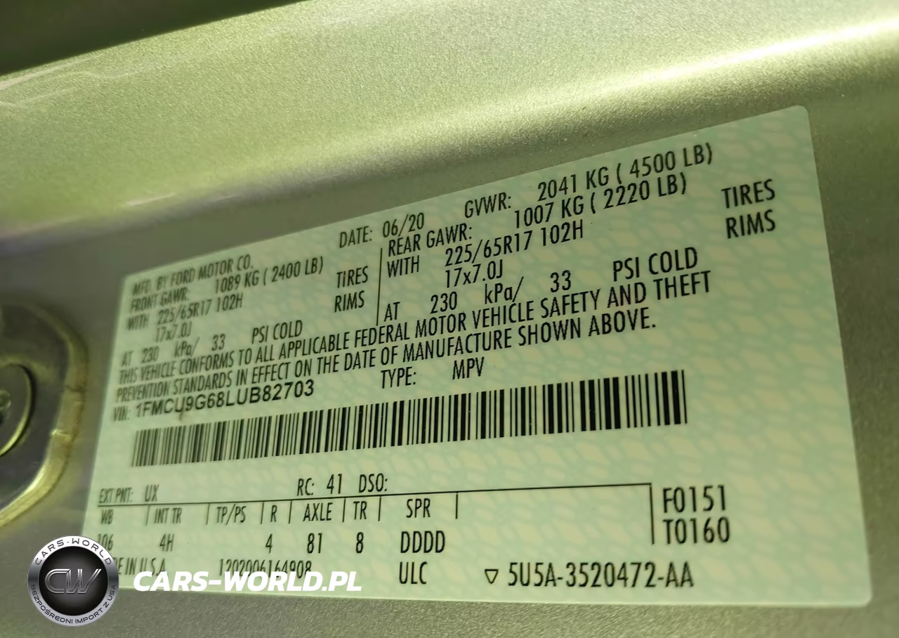 2020 Ford Escape Se VIN:1FMCU9G68LUB82703 - 9