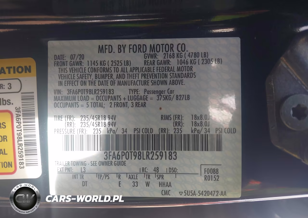 2020 Ford Fusion Se VIN:3FA6P0T98LR259183 - 9