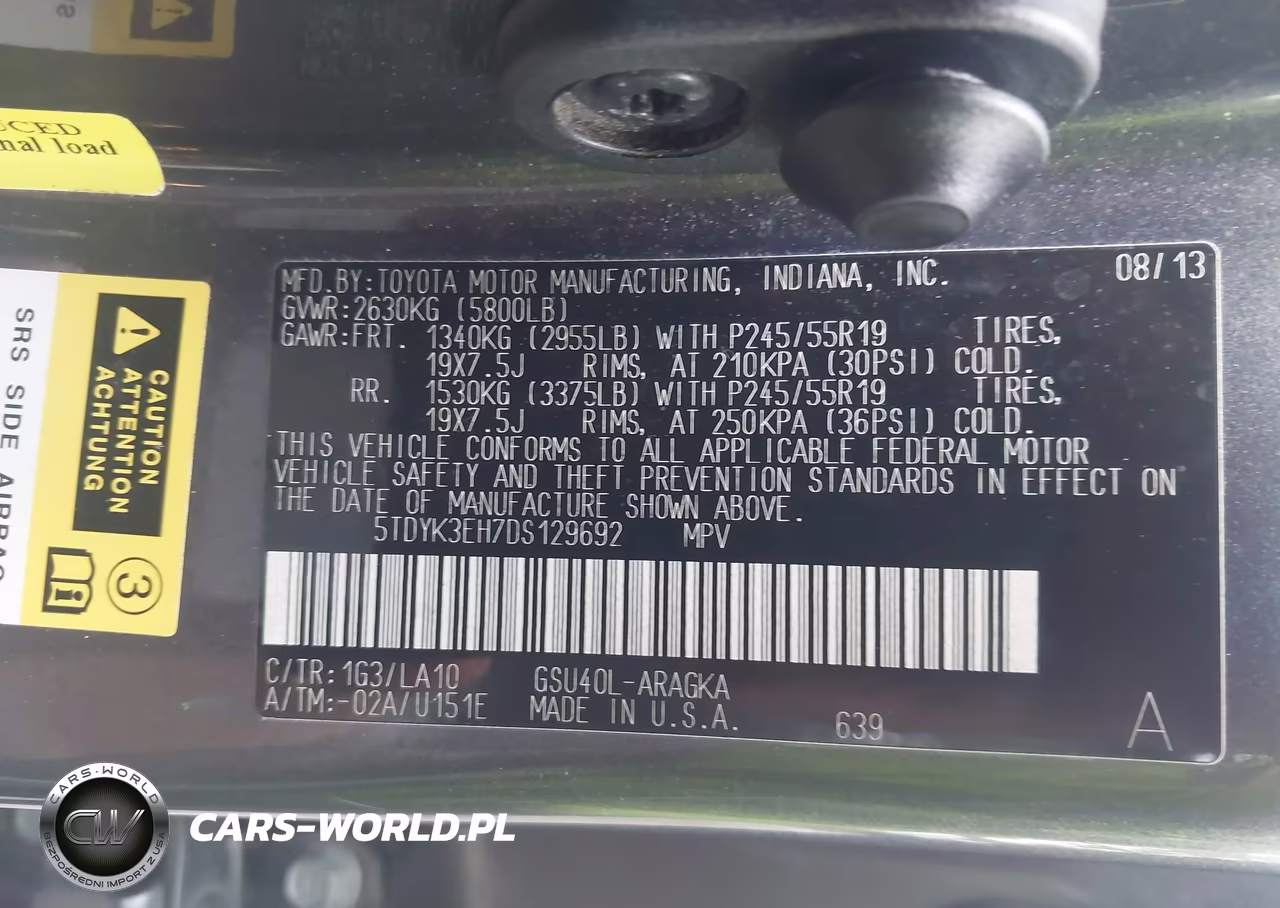 2013 Toyota Highlander Limited V6 VIN:5TDYK3EH7DS129692 - 9