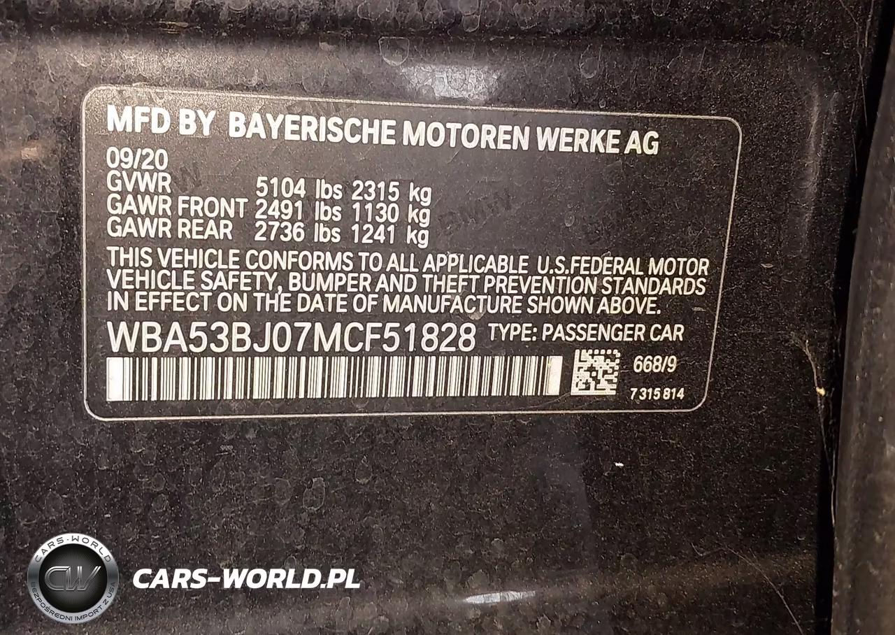 2021 BMW 540I VIN:WBA53BJ07MCF51828 - 9