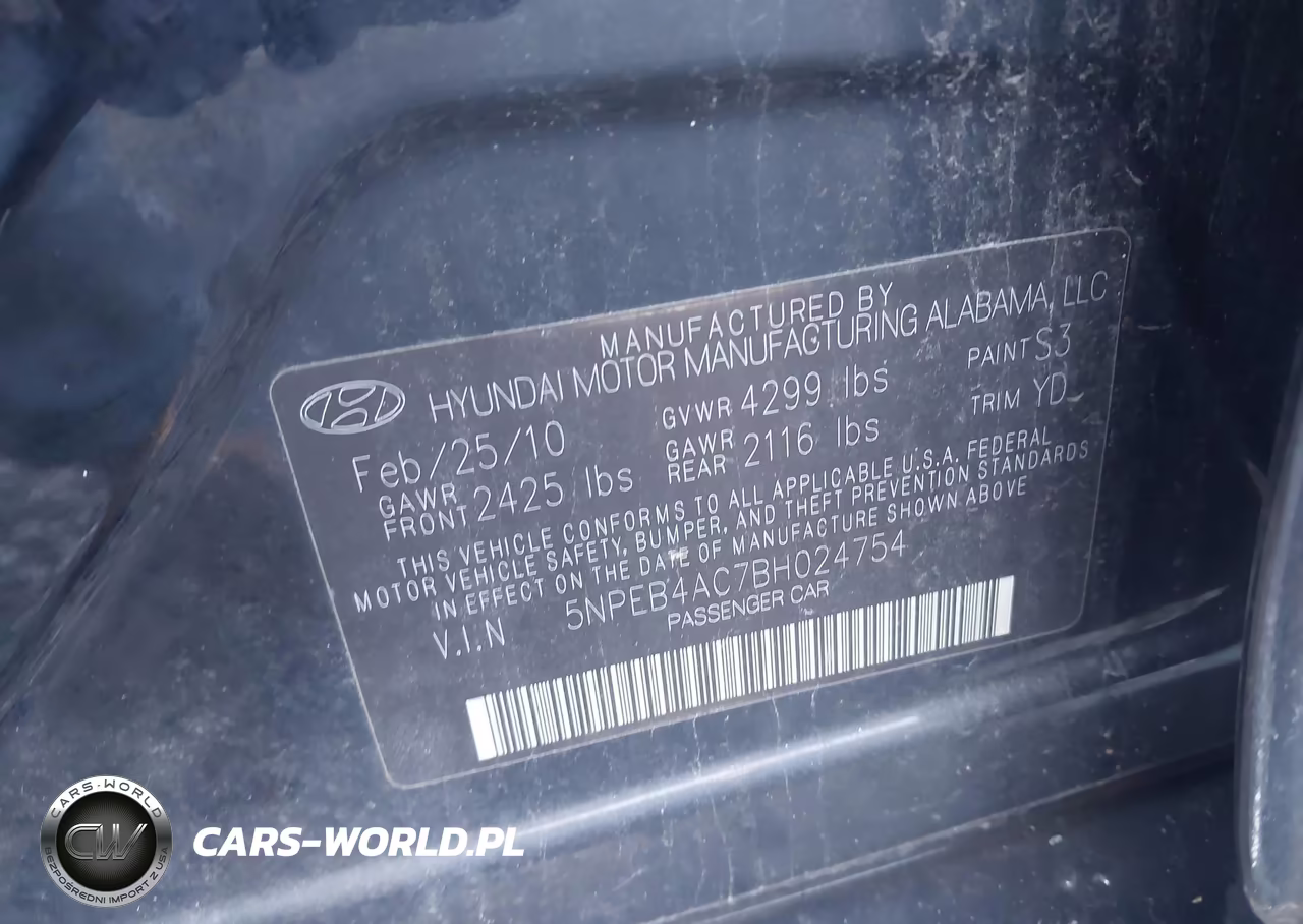 2011 Hyundai Sonata Gls VIN:5NPEB4AC7BH024754 - 9