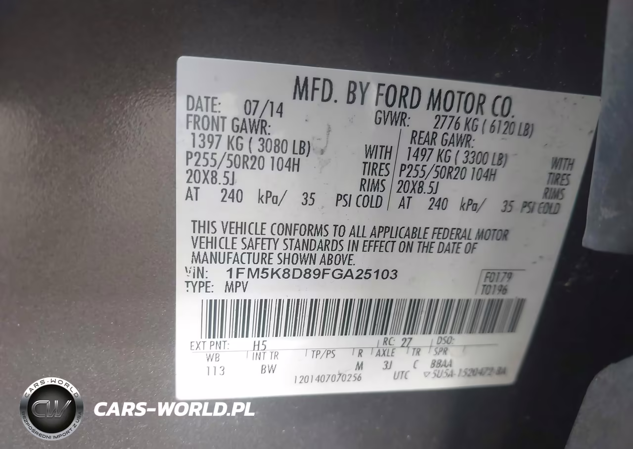 2015 Ford Explorer Xlt VIN:1FM5K8D89FGA25103 - 9