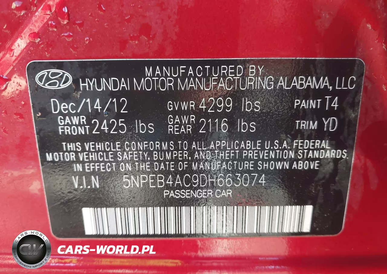 2013 Hyundai Sonata Gls VIN:5NPEB4AC9DH663074 - 9