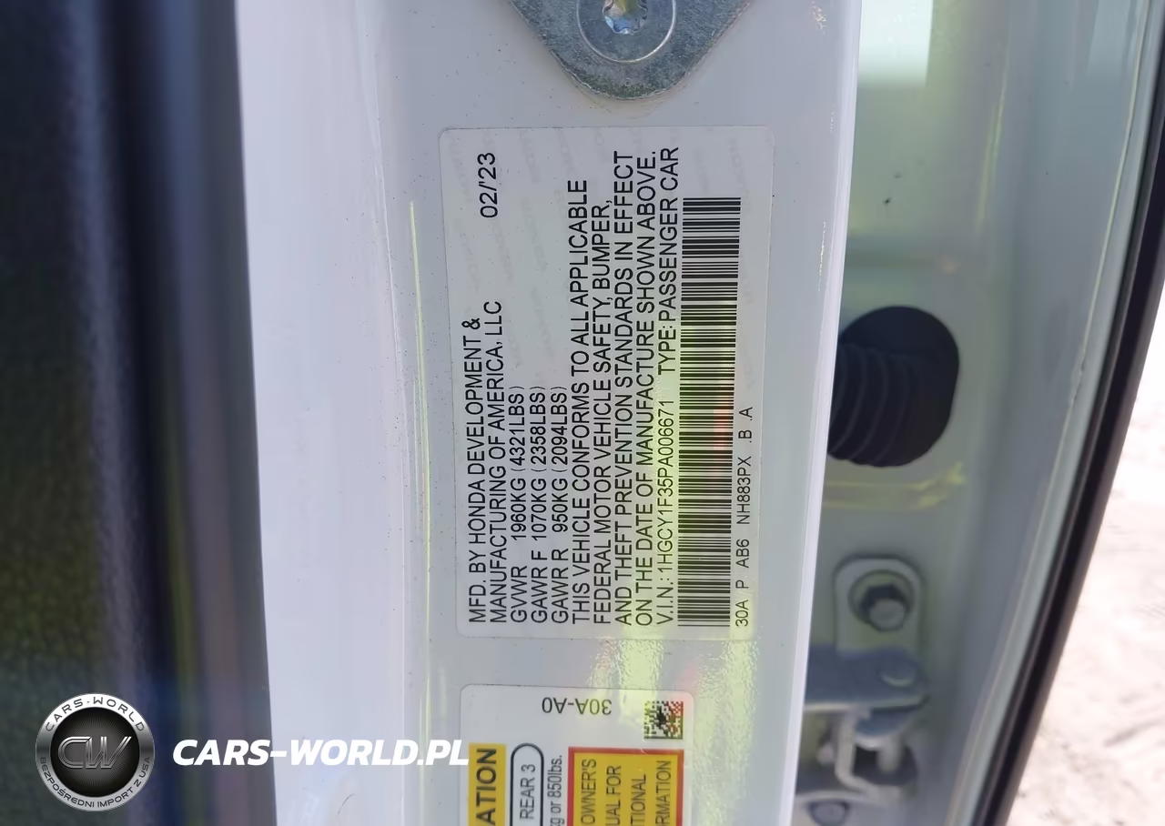 2023 Honda Accord Ex VIN:1HGCY1F35PA006671 - 9