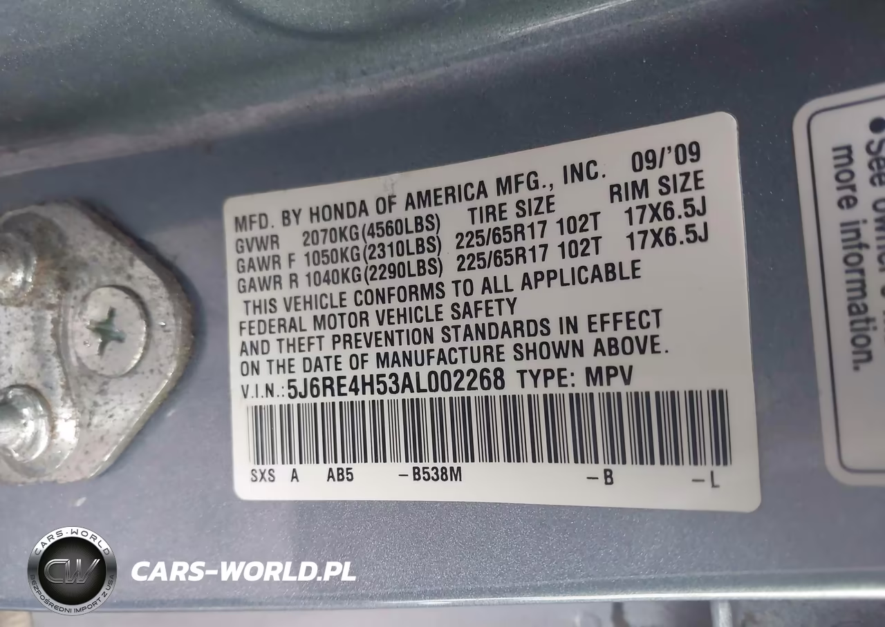 2010 Honda Cr-V Ex VIN:5J6RE4H53AL002268 - 9