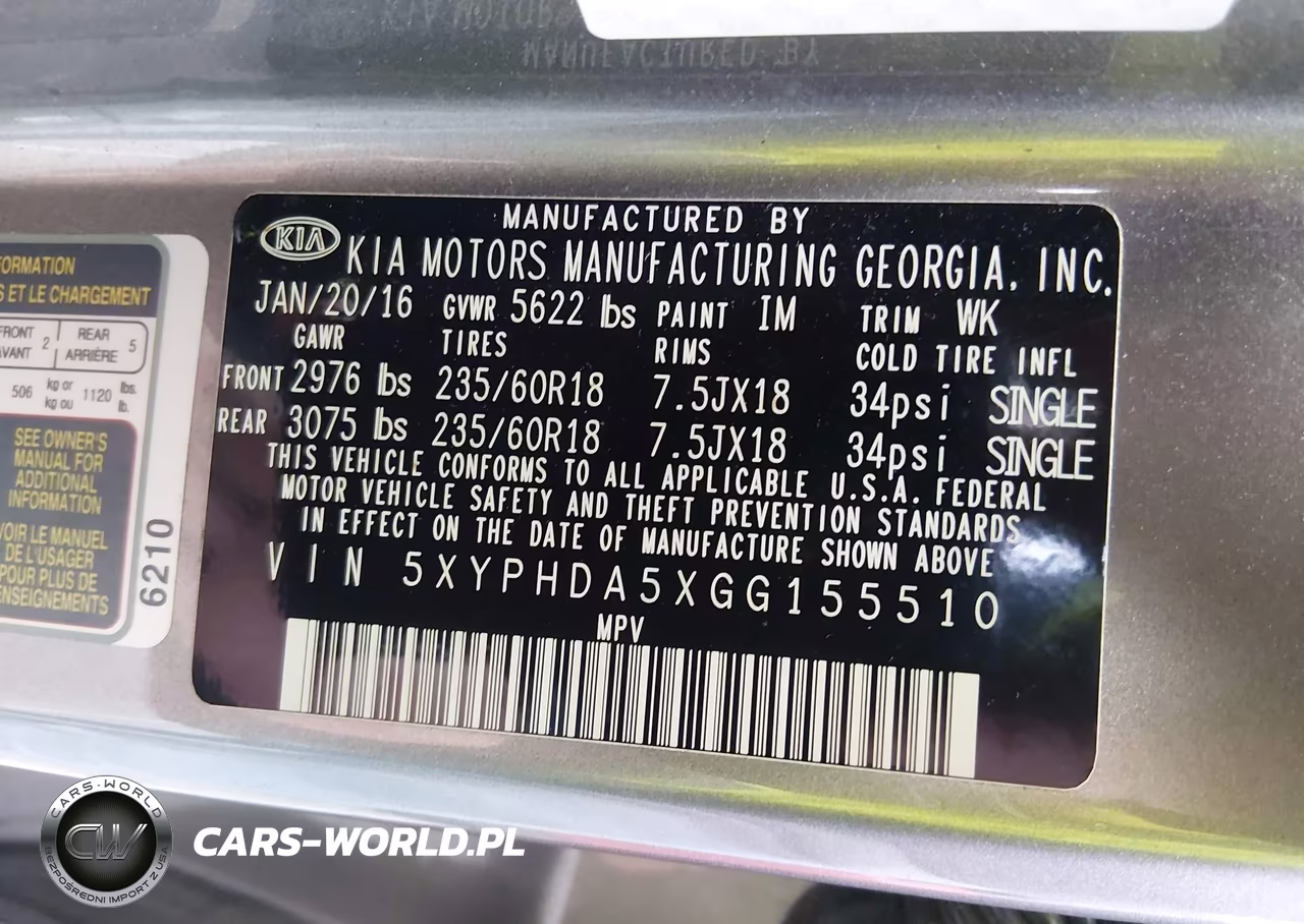 2016 Kia Sorento 3.3L Ex VIN:5XYPHDA5XGG155510 - 9