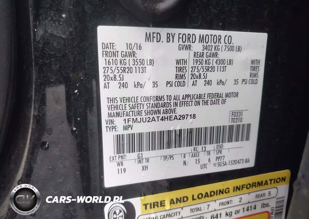 2017 Ford Expedition Limited VIN:1FMJU2AT4HEA29718 - 9