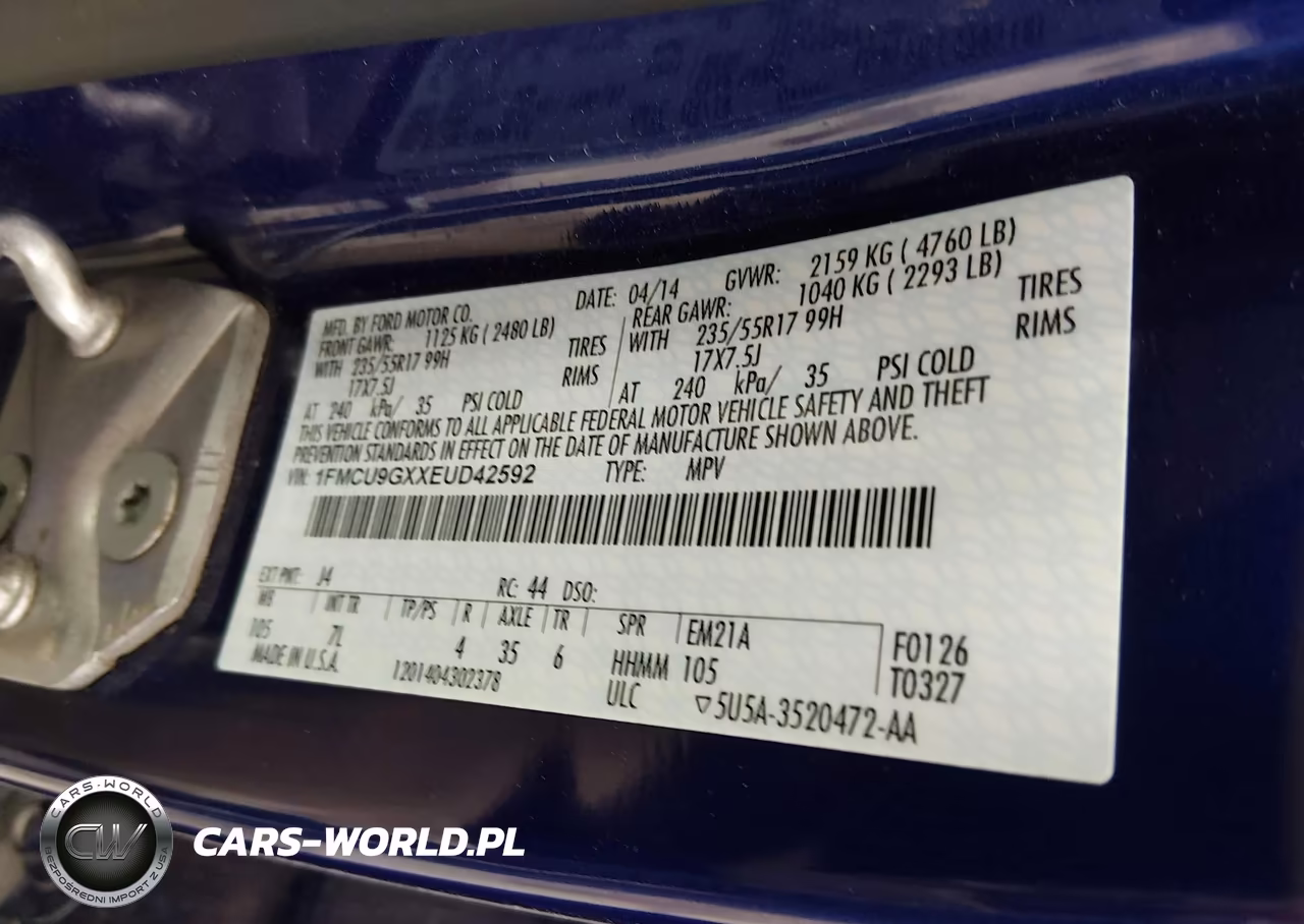 2014 Ford Escape Se VIN:1FMCU9GXXEUD42592 - 9
