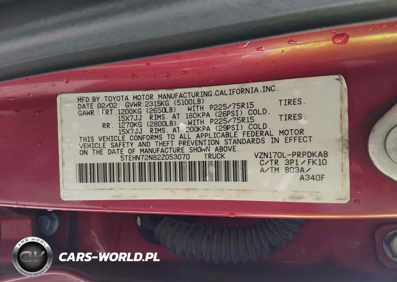 2002 Toyota Tacoma Base V6 (A4) VIN:5TEHN72N82Z053070 - 9