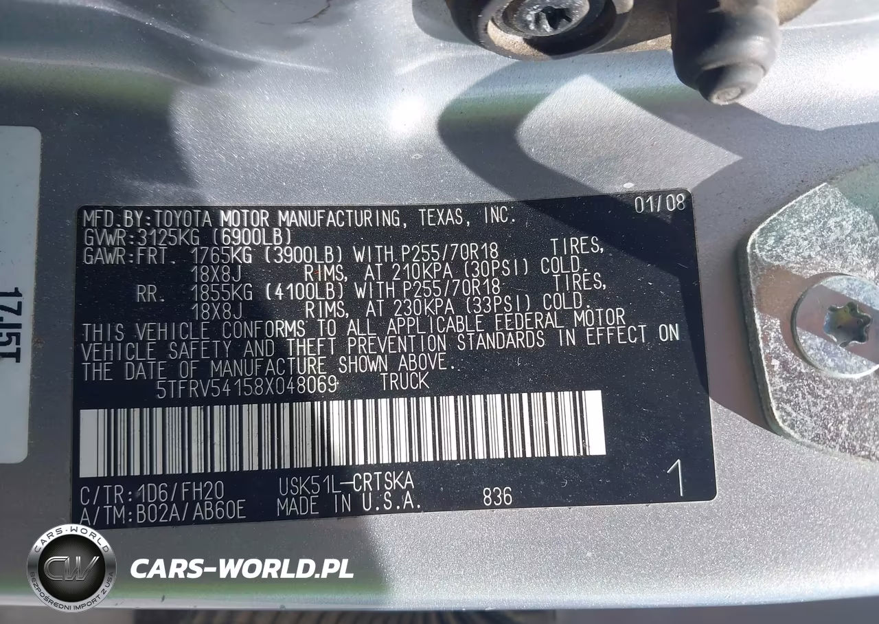 2008 Toyota Tundra 2Wd Truck Sr5 VIN:5TFRV54158X048069 - 9