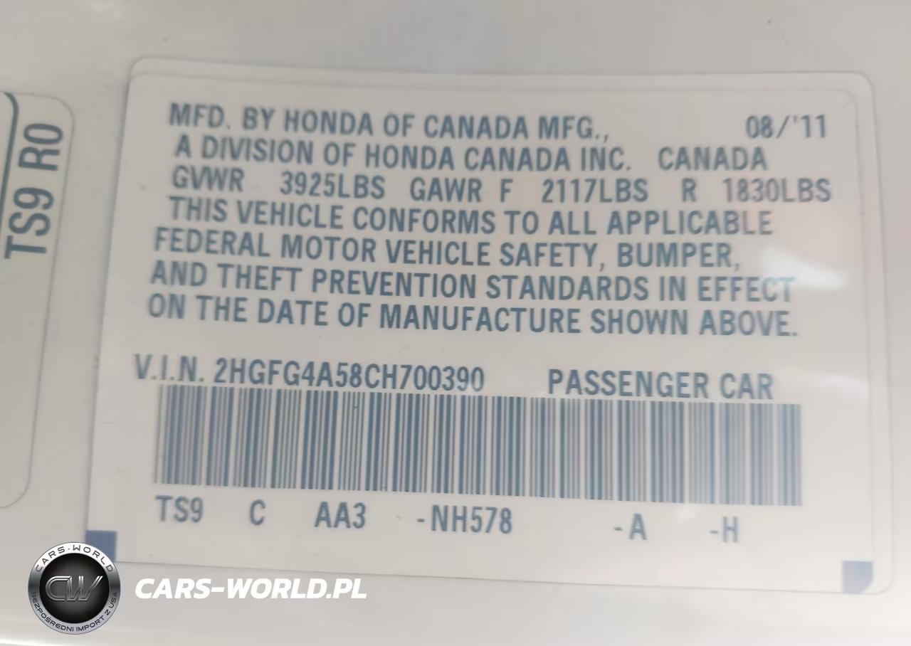 2012 Honda Civic Si VIN:2HGFG4A58CH700390 - 9