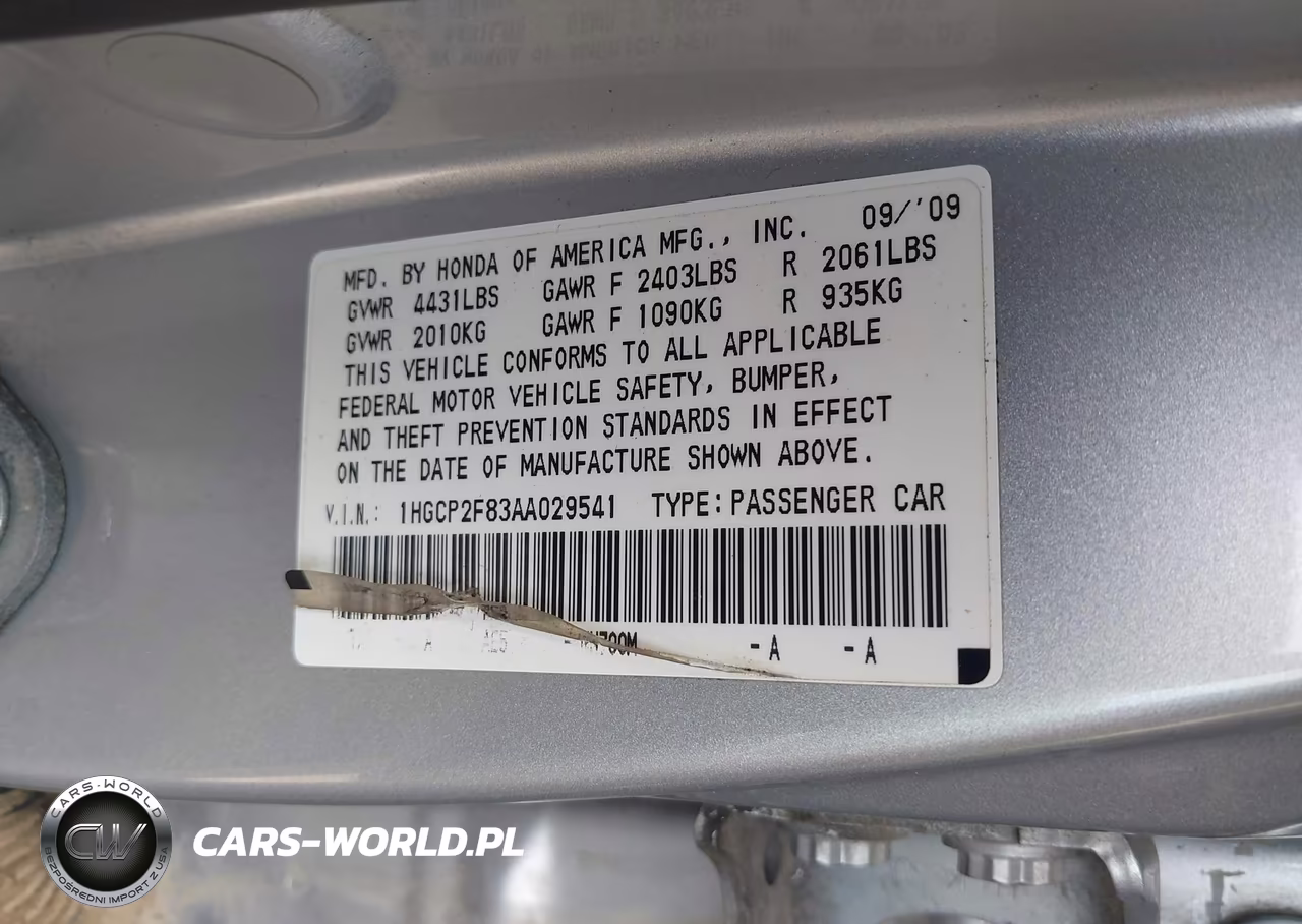 2010 Honda Accord 2.4 Ex-L VIN:1HGCP2F83AA029541 - 9
