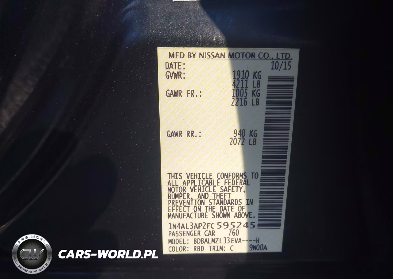 2015 Nissan Altima 2.5 Sv VIN:1N4AL3AP2FC595245 - 9