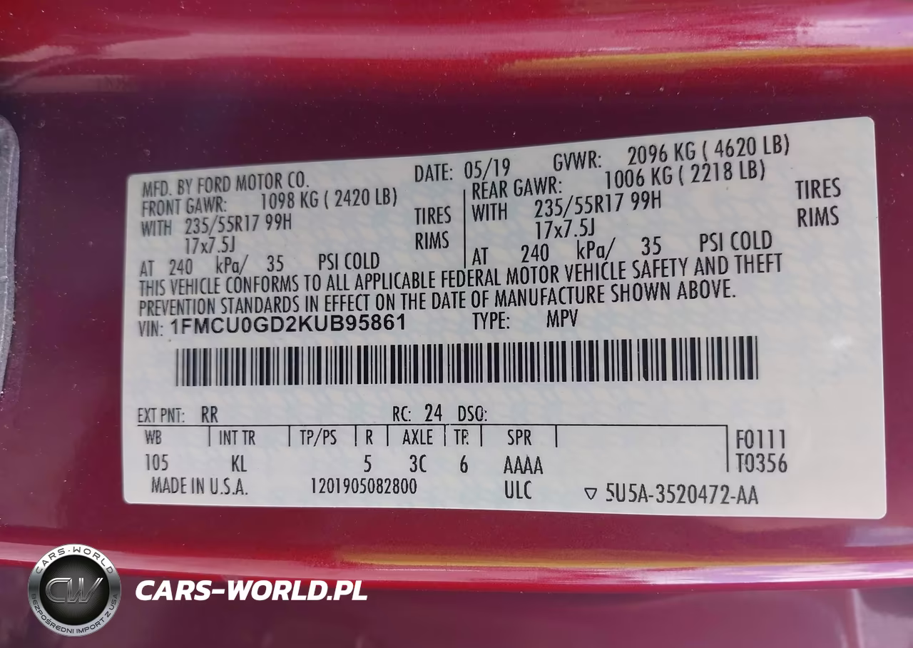 2019 Ford Escape Se VIN:1FMCU0GD2KUB95861 - 9