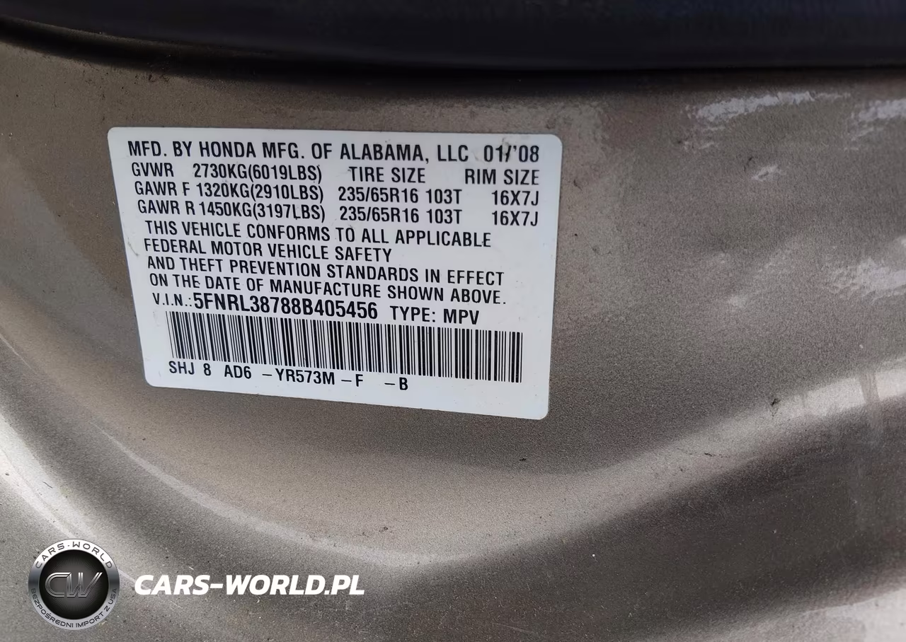 2008 Honda Odyssey Ex-L VIN:5FNRL38788B405456 - 9