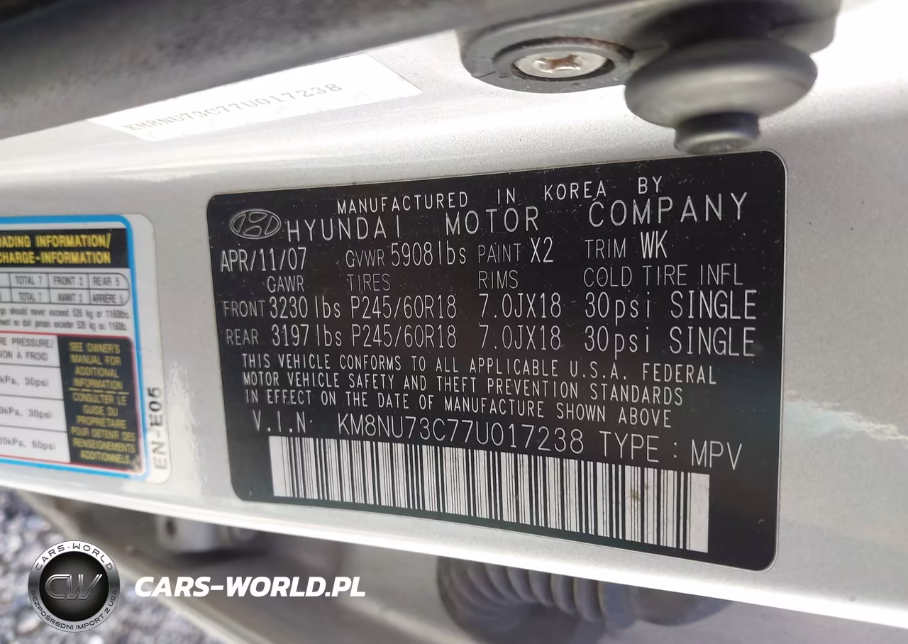 2007 Hyundai Veracruz Gls-Limited-Se VIN:KM8NU73C77U017238 - 9