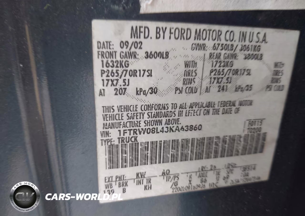 2003 Ford F-150 Lariat-Xlt VIN:1FTRW08L43KA63860 - 9